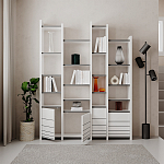Стеллаж прямой ассиметричный с полками и 4-мя дверцами ARYA BOOKCASE WHITE варинант исполнения - 4 | Loft Concept в Кирове