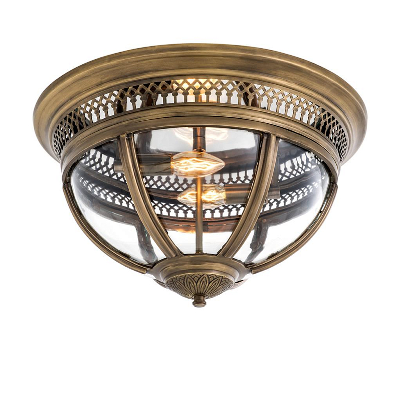 Потолочный светильник Ceiling Lamp Residential Antique brass Латунь Античная полированная Прозрачное Стекло в Кирове | Loft Concept 