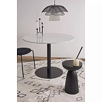 Круглый обеденный стол с белой мраморной столешницей White Tabletop on Black Base варинант исполнения - 3 | Loft Concept в Кирове