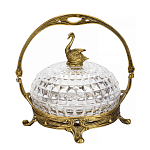 Конфетница из прозрачного рельефного стекла с ручкой и фигуркой лебедя Eden Garden варинант исполнения - 1 | Loft Concept в Кирове