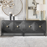 Тумба черная из дерева двухдверная Geometric Double Door Nightstand варинант исполнения - 4 | Loft Concept в Кирове