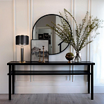 Настольная лампа с чёрным тканевым абажуром и металлическим корпусом золотого цвета Golden Arc варинант исполнения - 4 | Loft Concept в Кирове