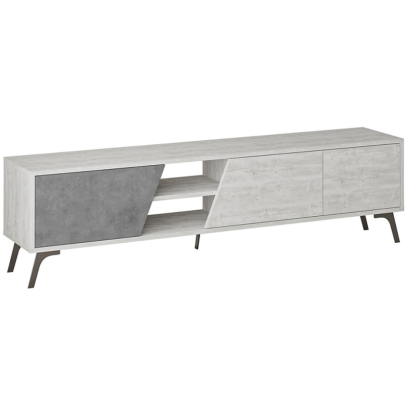 ТВ-тумба с 3-мя дверцами и полками Grey Albe TV Stand Черный Белый Серый ТВ-тумба с 3-мя дверцами и полками Grey Albe TV Stand Черный Белый Серый в Кирове | Loft Concept