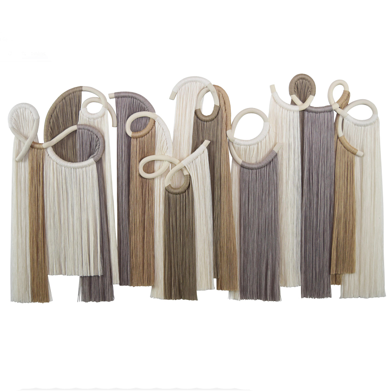 Настенный декор с бахромой белого и бежевого цвета Abstraction I Молочный Серый Коричневый в Кирове | Loft Concept 