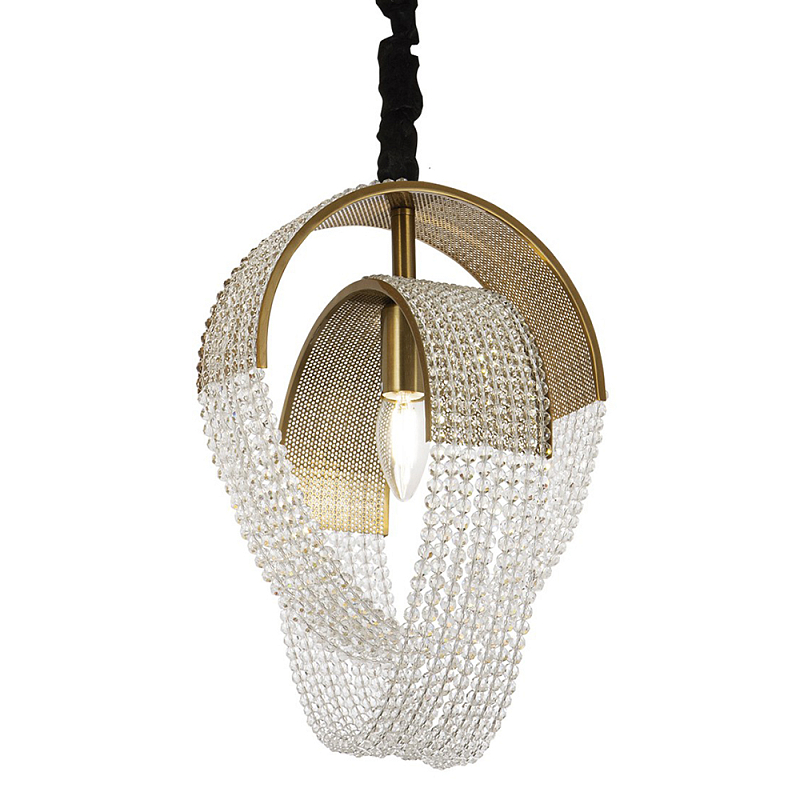 Подвесной светильник с хрустальными подвесками Godard Crystal Ring Hanging Lamp Латунь Прозрачный Черный Подвесной светильник с хрустальными подвесками Godard Crystal Ring Hanging Lamp Латунь Прозрачный Черный в Кирове | Loft Concept