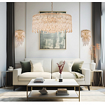 Люстра круглая с хрустальными подвесками на золотистом каркасе Roul Crystal Light варинант исполнения - 11 | Loft Concept в Кирове