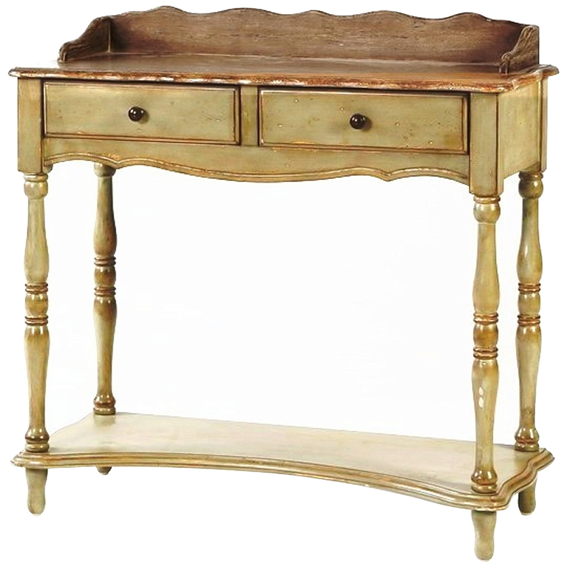 Деревянная консоль в стиле прованс с двумя ящиками Margery Wooden Provence Console Table Золотой дуб Деревянная консоль в стиле прованс с двумя ящиками Margery Wooden Provence Console Table Золотой дуб в Кирове | Loft Concept
