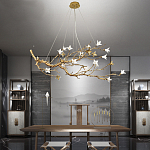 Люстра в виде золотой ветки с цветами Glass Flower Pendant Light варинант исполнения - 5 | Loft Concept в Кирове