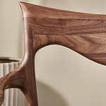 Стул деревянный с мягким сиденьем из коричневой натуральной кожи Moon Walnut Furniture варинант исполнения - 8 | Loft Concept в Кирове