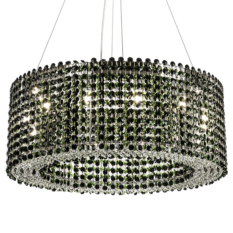 Круглая люстра с хрустальными подвесками Crystal Art Chrome Green Chandelier 12 Хром Зеленый Черный Круглая люстра с хрустальными подвесками Crystal Art Chrome Green Chandelier 12 Хром Зеленый Черный в Кирове | Loft Concept