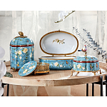 Ваза голубая с крышкой и цветочным узором Genuine Chinese Classics варинант исполнения - 3 | Loft Concept в Кирове