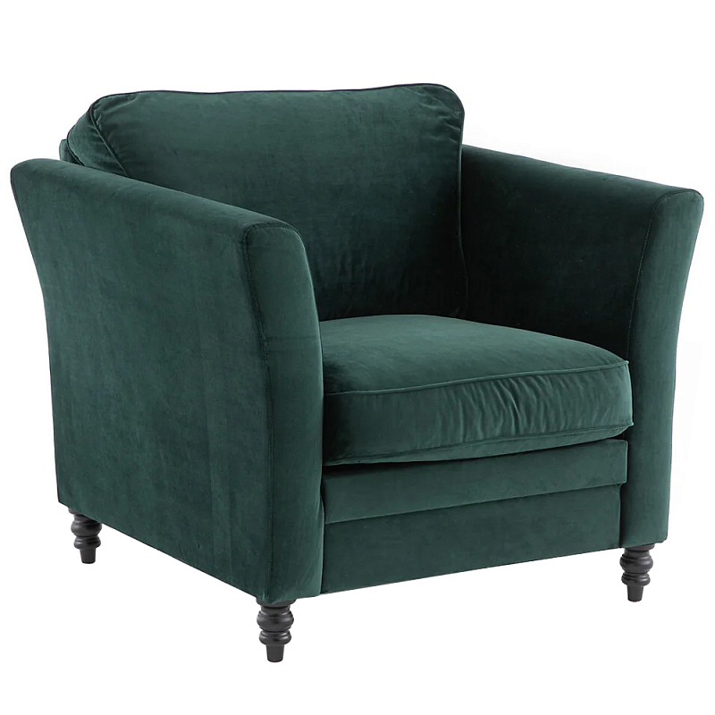 Кресло с обивкой из хлопкового велюра Porter Green Armchair Зеленый Черный Кресло с обивкой из хлопкового велюра Porter Green Armchair Зеленый Черный в Кирове | Loft Concept