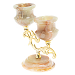 Подсвечник двухрожковый из натурального камня оникс Stone Candlestick варинант исполнения - 2 | Loft Concept в Кирове