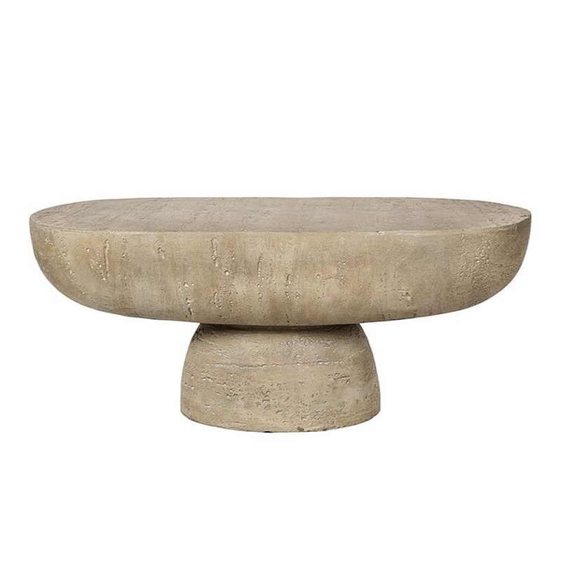 Столик кофейный кремового цвета с овальной столешницей и круглым основанием Cream Dalmen Table Кремовый в Кирове | Loft Concept 