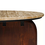 Кофейный столик с круглой столешницей на 2-х массивных деревянных ножках Tandem Travertine and Wood варинант исполнения - 3 | Loft Concept в Кирове