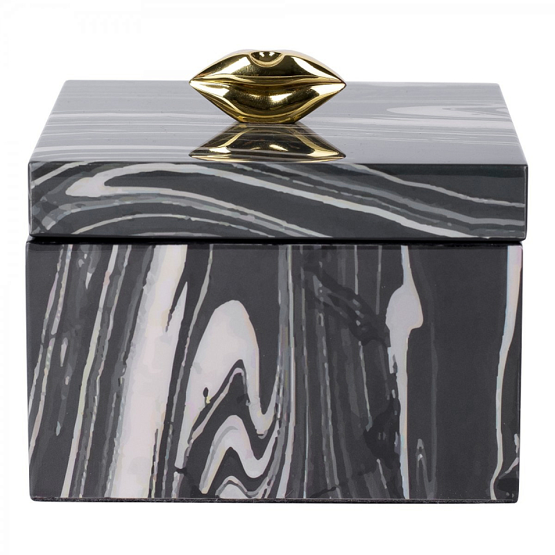 Шкатулка KISS BOX Черный Белый Глянцевое золото Шкатулка KISS BOX Черный Белый Глянцевое золото в Кирове | Loft Concept