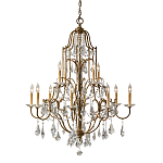 Люстра многоярусная с 12-ю лампами и стеклянными подвесками в классическом стиле Feiss варинант исполнения - 1 | Loft Concept в Кирове