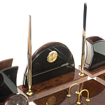 Настольный письменный набор с часами из природного камня обсидиана Oval Office варинант исполнения - 3 | Loft Concept в Кирове