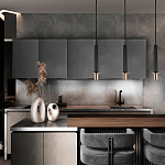 Подвесной светильник с узким цилиндрическим плафоном и золотым металлическим декором Concrete Pipe варинант исполнения - 8 | Loft Concept в Кирове