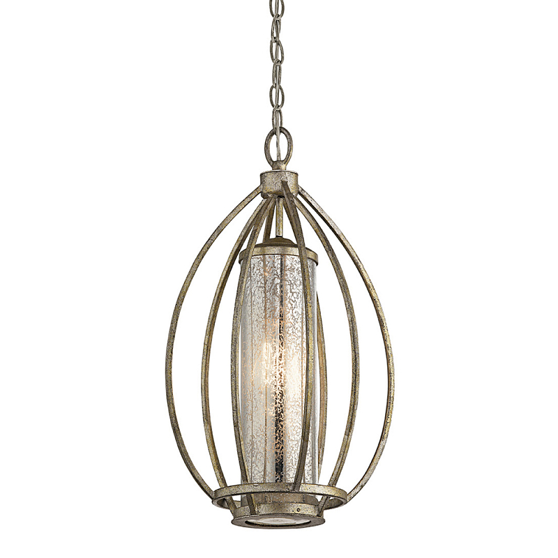 Подвесной светильник овальной формы с цилиндрическим плафоном в цвете сусальное серебро Kichler Серебро винтаж в Кирове | Loft Concept 