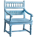 Деревянное кресло из массива манго с резным декором Eutropio Grey Mango Chair Blue варинант исполнения - 1 | Loft Concept в Кирове