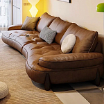 Диван кожаный с каркасом из массива дерева Medieval Furniture варинант исполнения - 4 | Loft Concept в Кирове