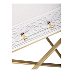 Приставной столик с выдвижным ящиком  White Table Carved Pattern варинант исполнения - 5 | Loft Concept в Кирове