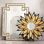 Зеркало-солнце в раме золотого и черного цвета Rays of Peace варинант исполнения - 3 | Loft Concept в Кирове