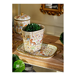 Кашпо с растительным и животным орнаментом на бронзовых ножках Turquoise Blooming Garden варинант исполнения - 8 | Loft Concept в Кирове