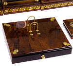 Настольный письменный набор с часами из природного камня обсидиана Royal Set варинант исполнения - 4 | Loft Concept в Кирове