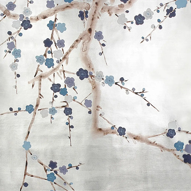 Обои ручная роспись Plum Blossom Hokusai on Tarnished Silver gilded paper Обои ручная роспись Plum Blossom Hokusai on Tarnished Silver gilded paper в Кирове | Loft Concept