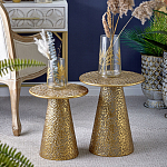 Журнальный столик с конусообразной основой и текстурной поверхностью золотого цвет Ethnic Metal варинант исполнения - 5 | Loft Concept в Кирове