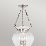 Подвесной светильник цвета никель с прозрачным ребристым стеклянным плафоном в классическом стиле Elstead Lighting варинант исполнения - 3 | Loft Concept в Кирове