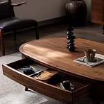 Кофейный стол овальный из дерева с 2-мя ящиками Coffee Walnut Table варинант исполнения - 7 | Loft Concept в Кирове