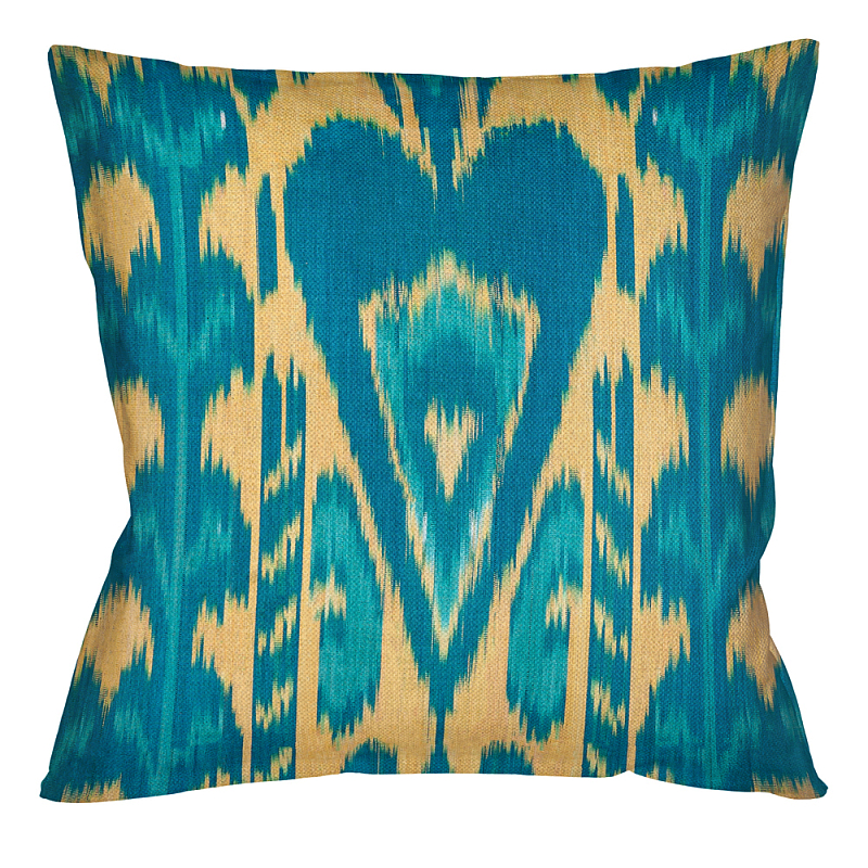 Подушка декоративная бирюзовое сердце Ikat Pattern Бирюзовый Бежевый Подушка декоративная бирюзовое сердце Ikat Pattern Бирюзовый Бежевый в Кирове | Loft Concept