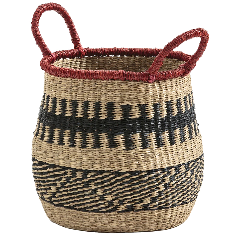 Круглая плетеная корзина Oyana Wicker Basket Красный Бежевый Черный Круглая плетеная корзина Oyana Wicker Basket Красный Бежевый Черный в Кирове | Loft Concept