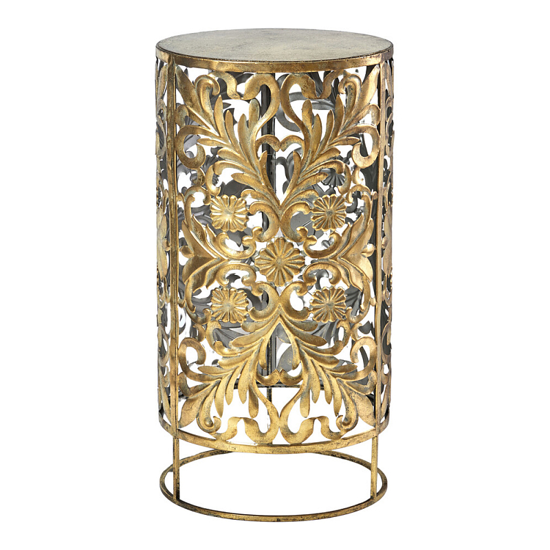 Столик приставной с цветочной резной фактурой Madagascar Золотой в Кирове | Loft Concept 