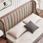 Кровать двуспальная с мягким изголовьем Moon Walnut Bed варинант исполнения - 5 | Loft Concept в Кирове