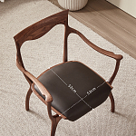 Стул деревянный с мягким сиденьем из коричневой натуральной кожи Moon Walnut Furniture варинант исполнения - 10 | Loft Concept в Кирове