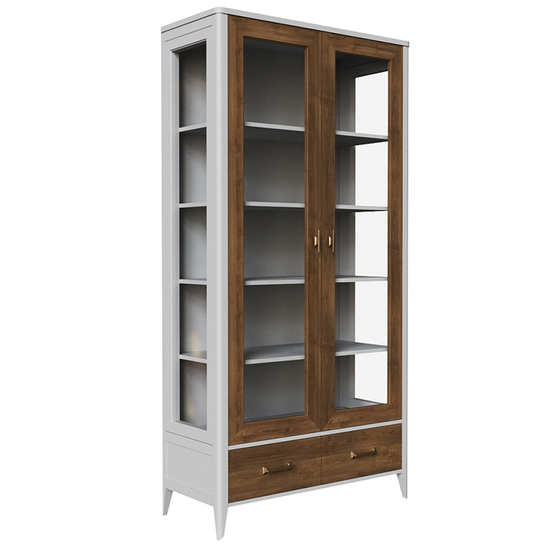Витрина из массива бука двухдверная Tasteful Furniture Слоновая кость Дуб темный Прозрачное Стекло Витрина из массива бука двухдверная Tasteful Furniture Слоновая кость Дуб темный Прозрачное Стекло в Кирове | Loft Concept
