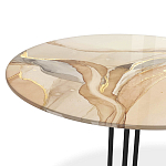 Стол журнальный круглый с бежевой столешницей из стекла Beige Marble варинант исполнения - 3 | Loft Concept в Кирове