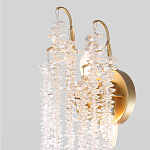 Бра с хрустальными прозрачными подвесками и круглым основанием золотого цвета FAIRYTREE Light варинант исполнения - 3 | Loft Concept в Кирове