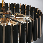 Люстра из черного металла с многоярусными подвесками из прозрачного хрусталя на золотой цепи Empire Black Chandelier Crystal варинант исполнения - 11 | Loft Concept в Кирове