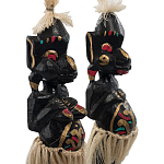 Комплект из 2-х деревянных статуэток Asmat Straw Headdress Statuettes Multicolor варинант исполнения - 5 | Loft Concept в Кирове