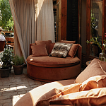 Кушетка круглая с обивкой из велюра коричневая Milky Brown Chair варинант исполнения - 8 | Loft Concept в Кирове