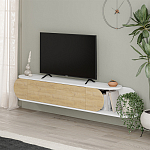 ТВ-тумба подвесная белая с полкой и откидной дверцей цвета древесины TONE TV STAND WHITE варинант исполнения - 2 | Loft Concept в Кирове