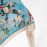 Стул из массива бука бирюзовый с изображением птиц и цветов Turquoise Beige Chinoiserie Birds Garden Chair варинант исполнения - 4 | Loft Concept в Кирове