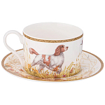 Чайная пара из фарфора с изображением собаки и зайцев 300 мл Hunting Porcelain Collection 2 варинант исполнения - 1 | Loft Concept в Кирове