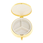 Таблетница карманная круглая с 3-мя отделениями с зеркалом и накладкой из натурального камня Соколиный глаз Gold Stone Pillboxes варинант исполнения - 3 | Loft Concept в Кирове