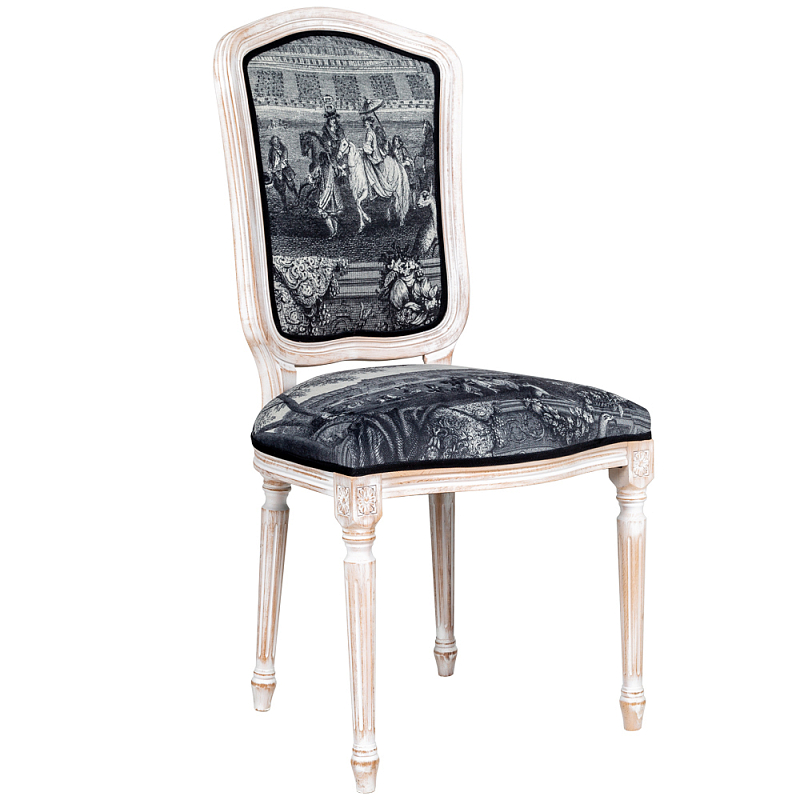 Стул  Saint Germain Stool Черно-белый Белый винтажная патина   в Кирове | Loft Concept 